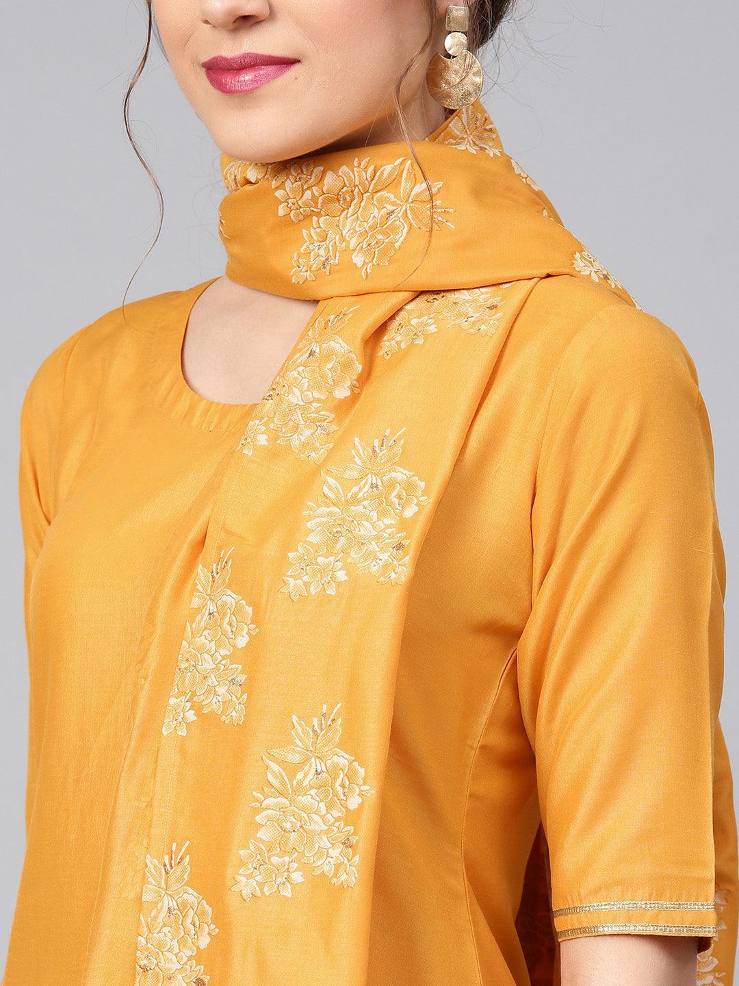 Yellow Solid Muslin Suit Set - ShopLibas
