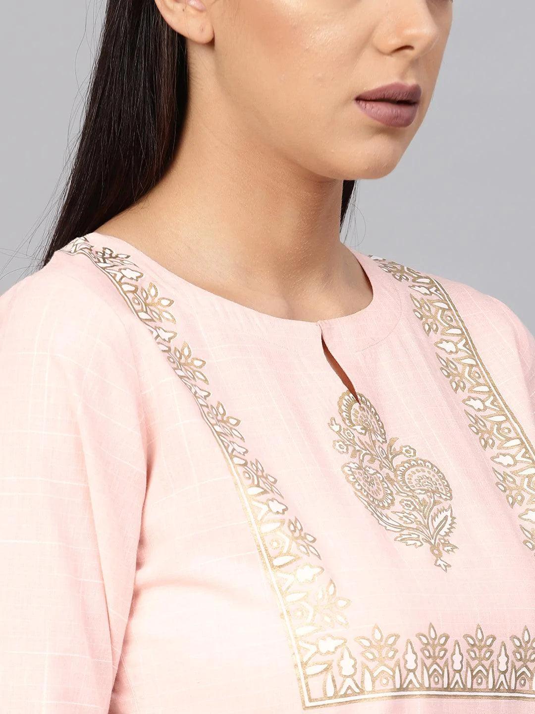 Pink Printed Cotton Kurta Set - ShopLibas 
