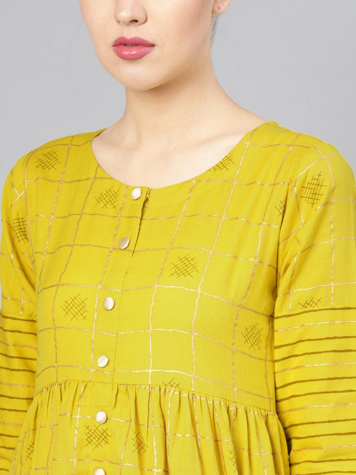 Green Printed Cotton Kurta Set