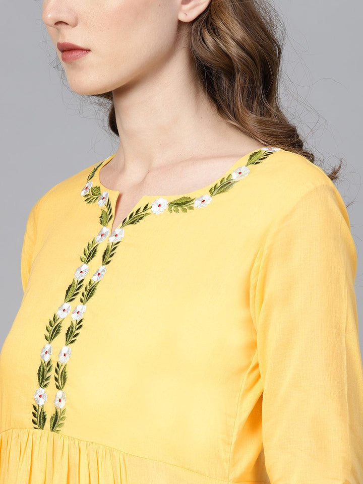 Yellow Solid Cotton Suit Set - ShopLibas