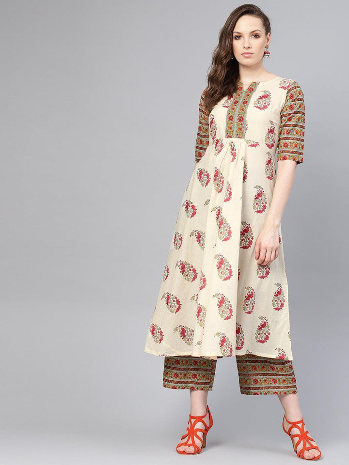Multicoloured Printed Cotton Kurta Set