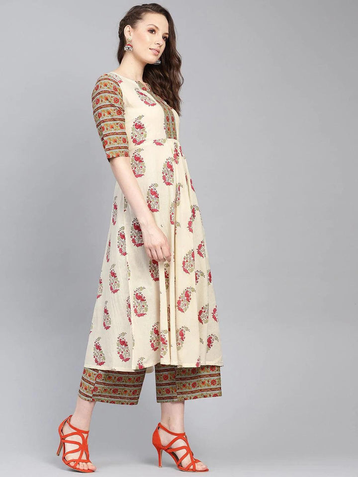 Multicoloured Printed Cotton Kurta Set