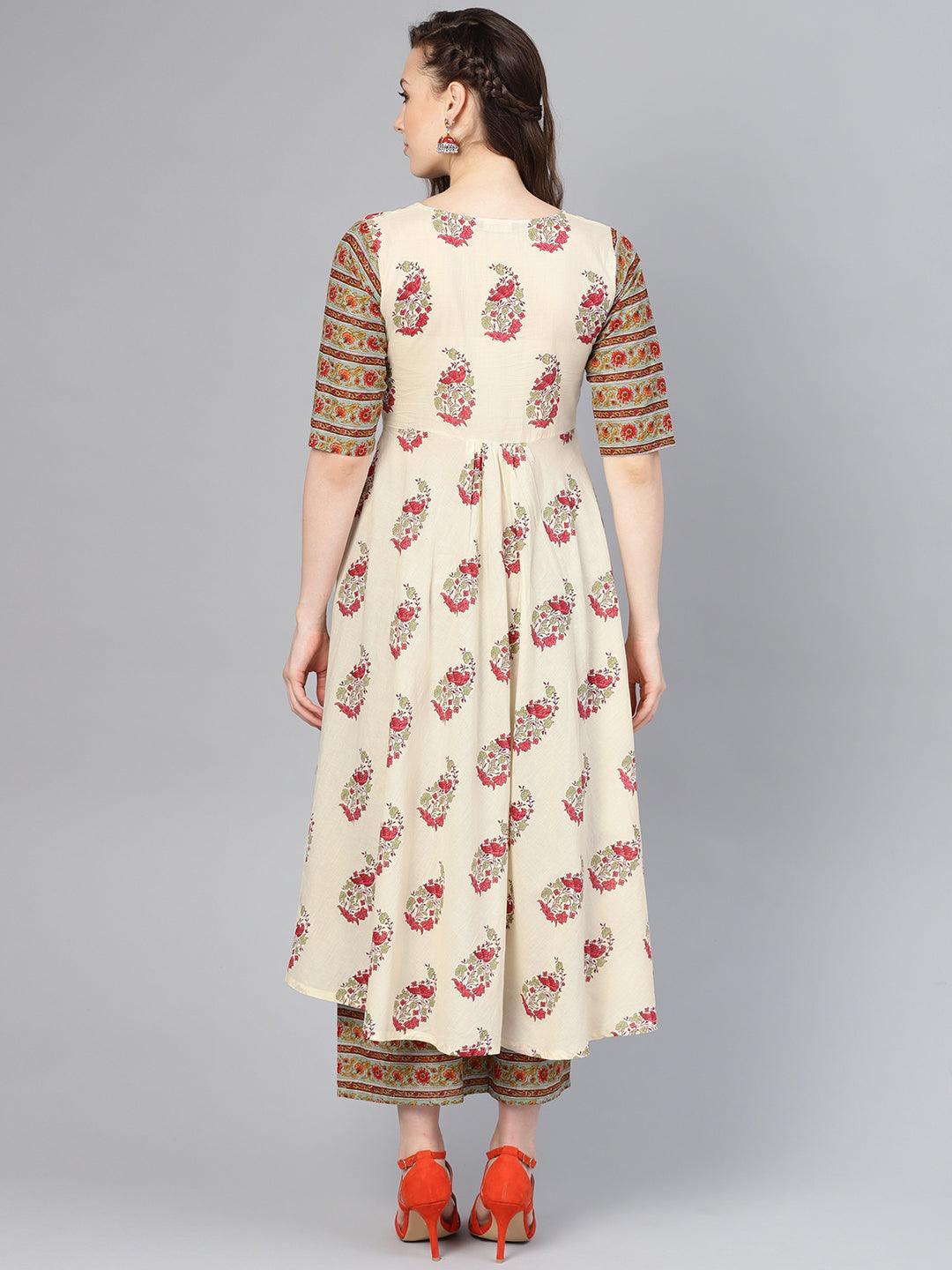 Multicoloured Printed Cotton Kurta Set - ShopLibas 