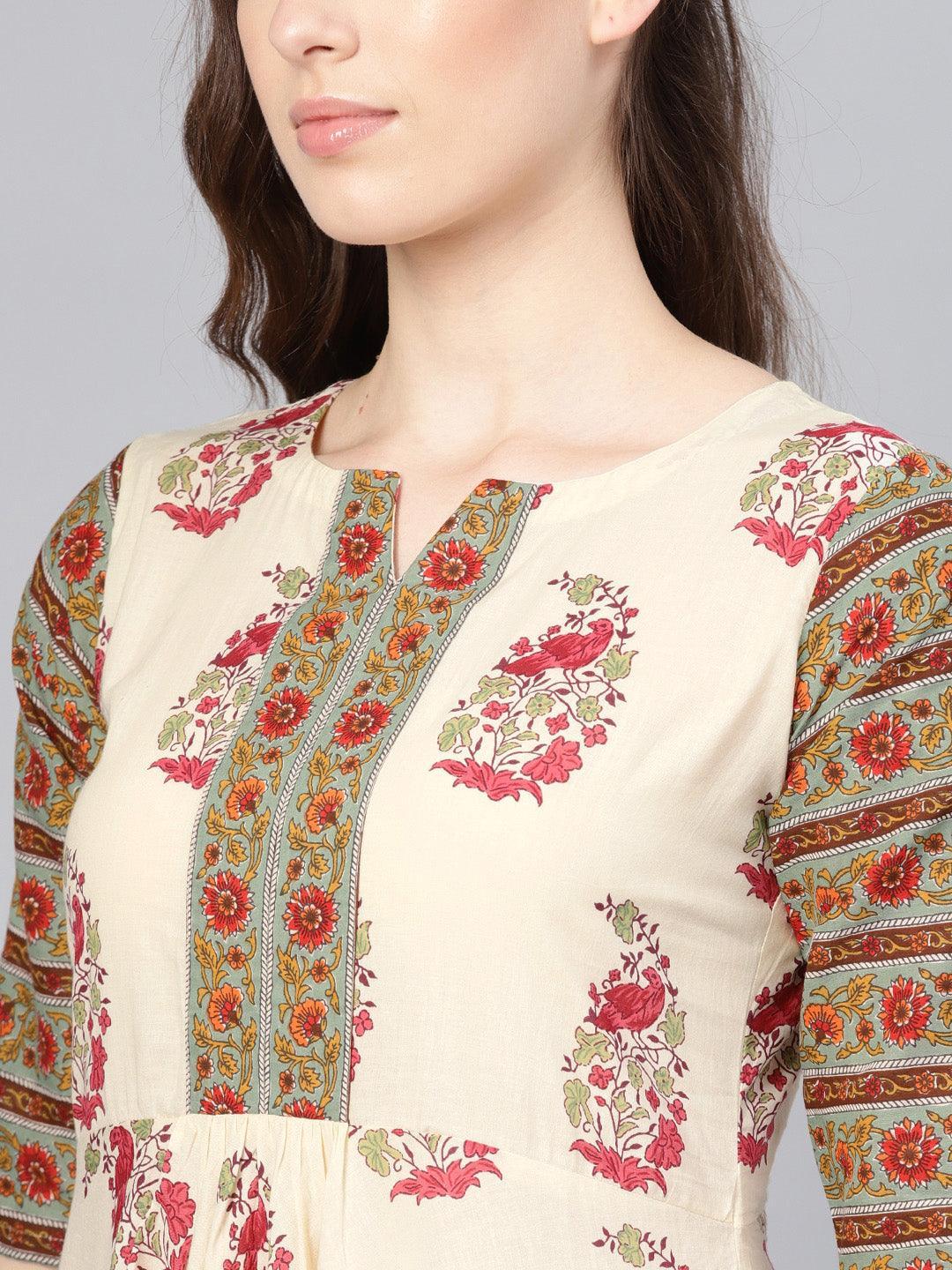 Multicoloured Printed Cotton Kurta Set - ShopLibas 