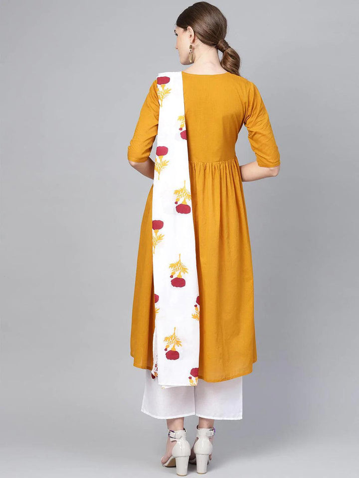 Mustard Solid Cotton Suit Set