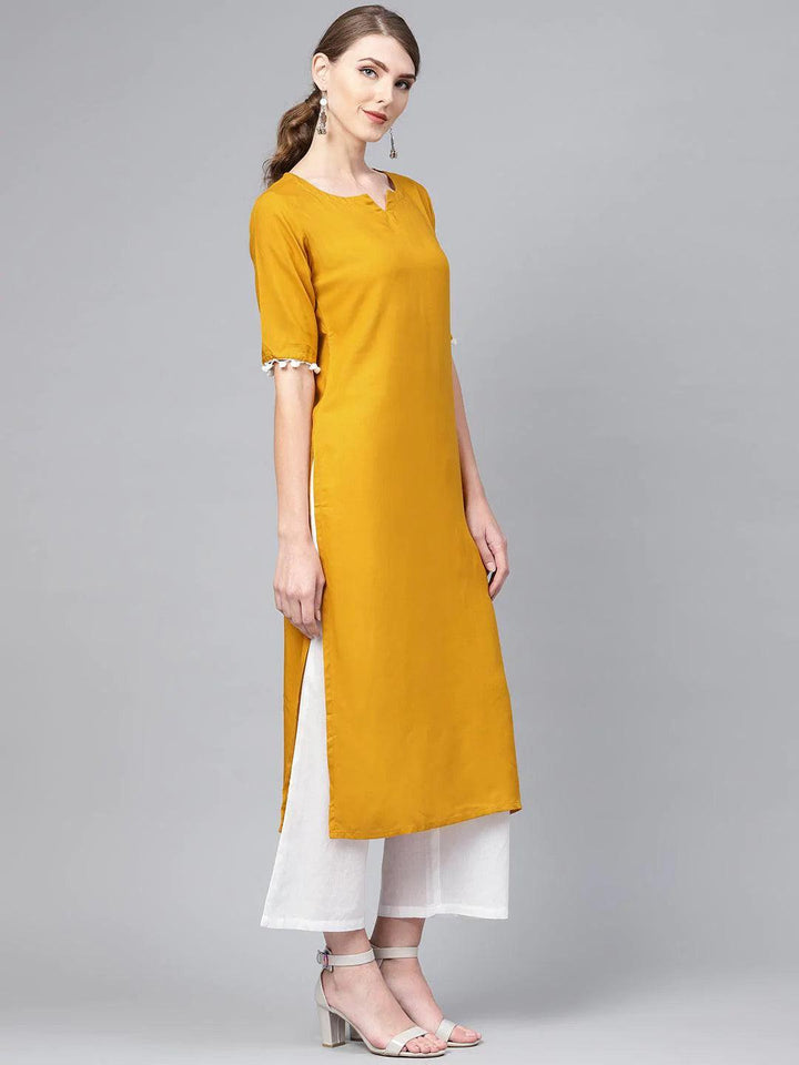 Mustard Solid Rayon Suit Set
