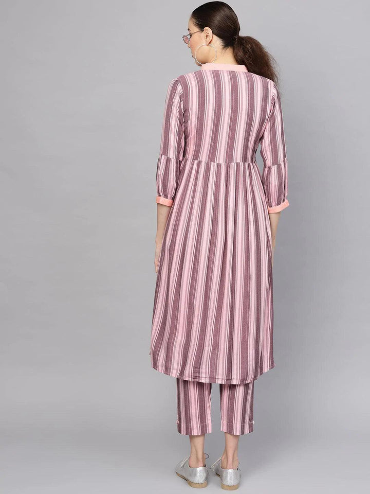 Peach Solid Rayon Kurta Set