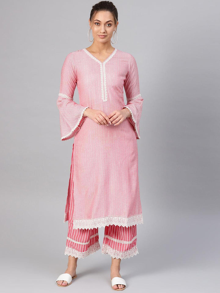 Purple Striped Cotton Kurta Set - ShopLibas
