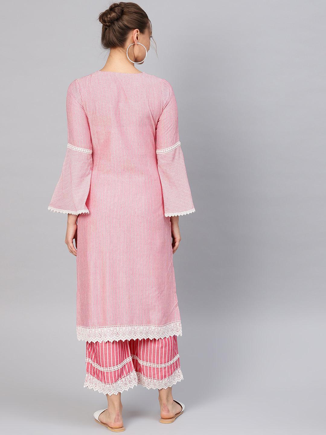 Purple Striped Cotton Kurta Set - ShopLibas