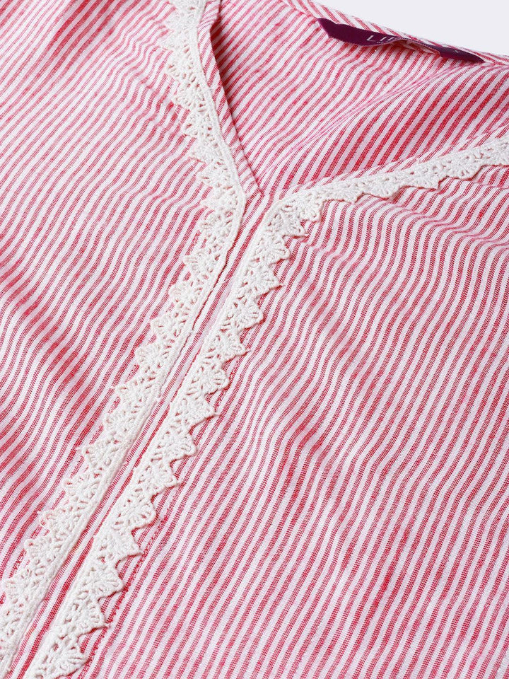 Purple Striped Cotton Kurta Set - ShopLibas