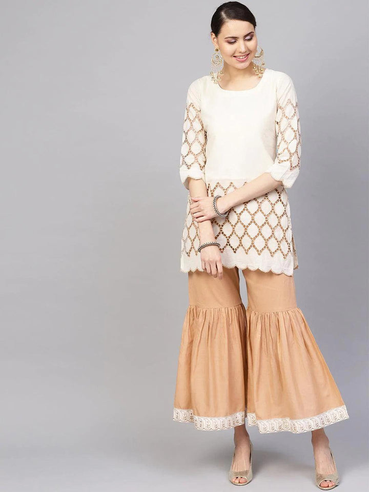 White Solid Cotton Kurta Set - ShopLibas