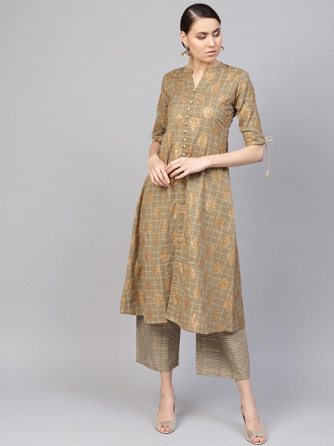 Green Printed Pure Cotton Kurta Set - ShopLibas