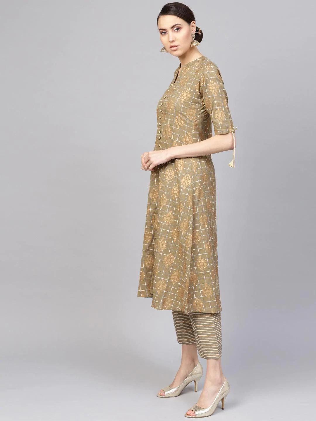 Green Printed Pure Cotton Kurta Set - ShopLibas 