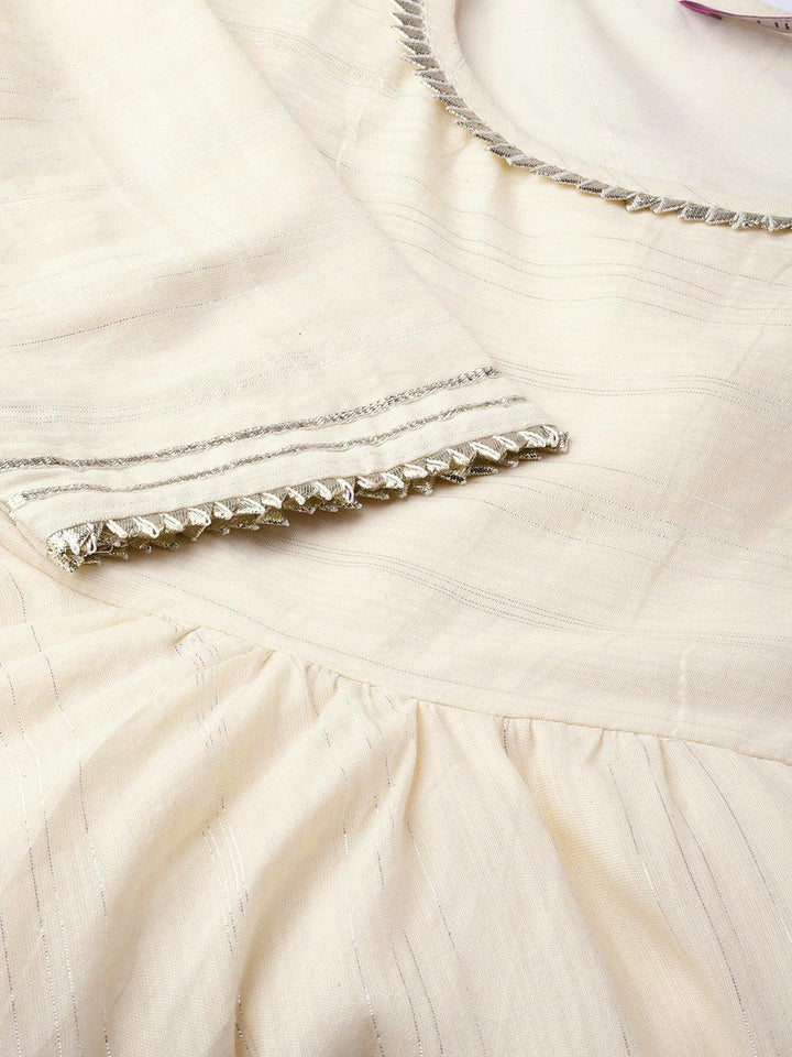 White Zari Work Cotton Suit Set - ShopLibas