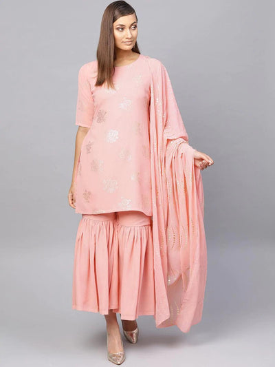 Pink Printed Georgette Suit Set - ShopLibas