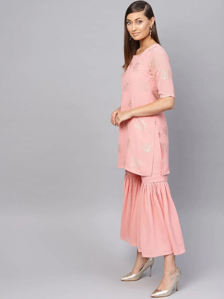 Pink Printed Georgette Suit Set - ShopLibas