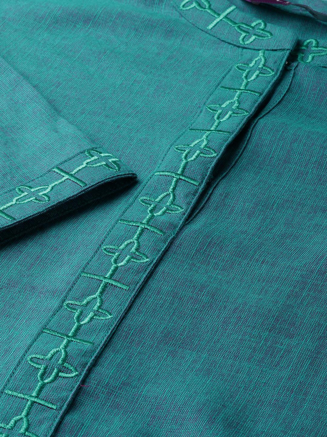 Blue Embroidered Rayon Kurta Set - ShopLibas 