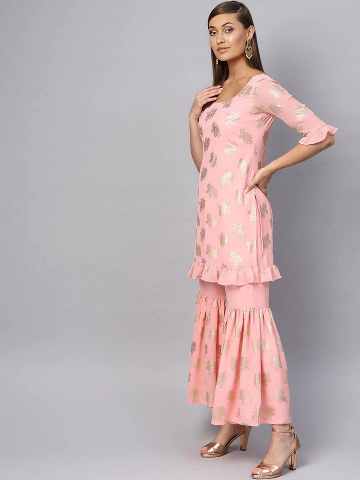 Pink Printed Georgette Suit Set - ShopLibas