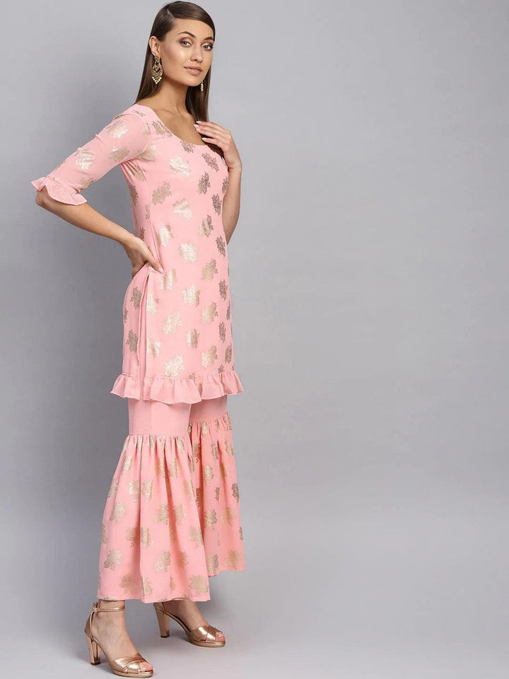 Pink Printed Georgette Suit Set - ShopLibas