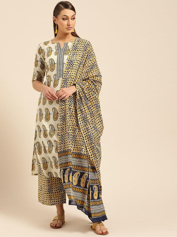 Off-White Printed Cotton Suit Set - ShopLibas