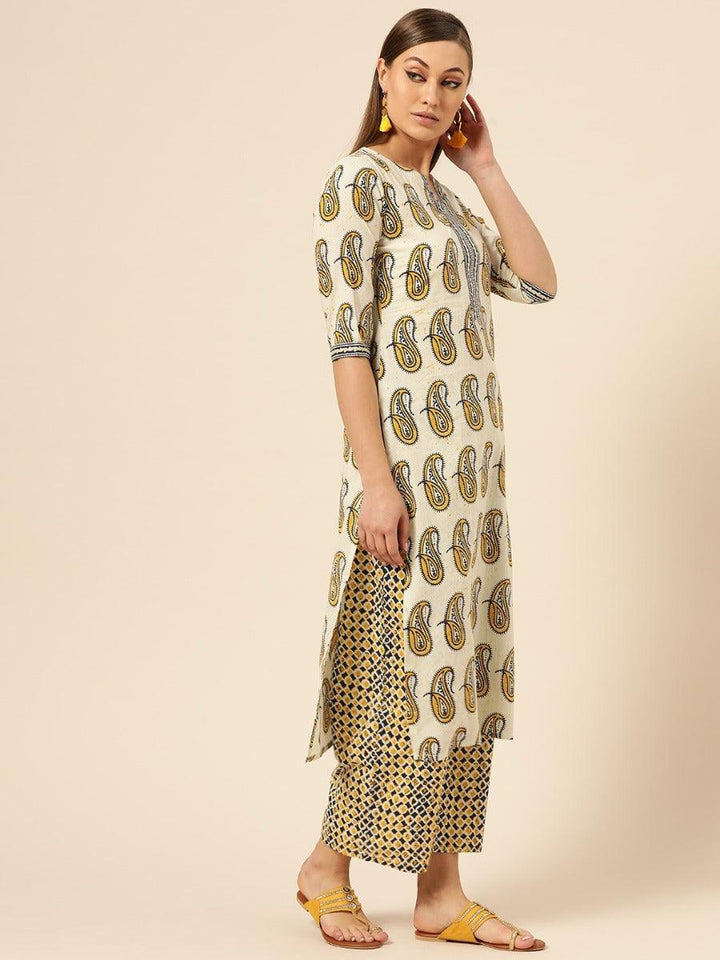 Off-White Printed Cotton Suit Set - ShopLibas
