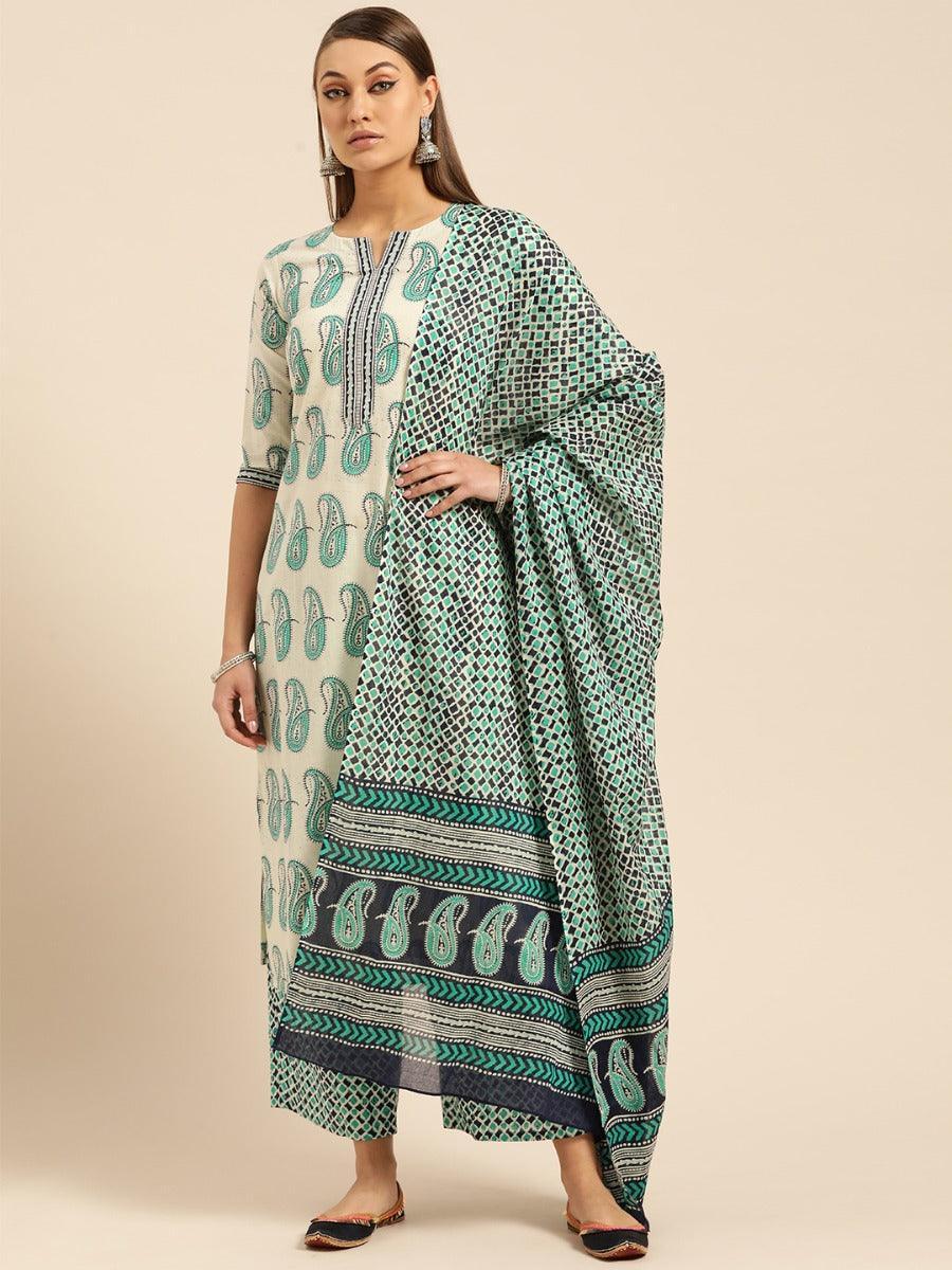 Off-White Printed Cotton Suit Set - ShopLibas