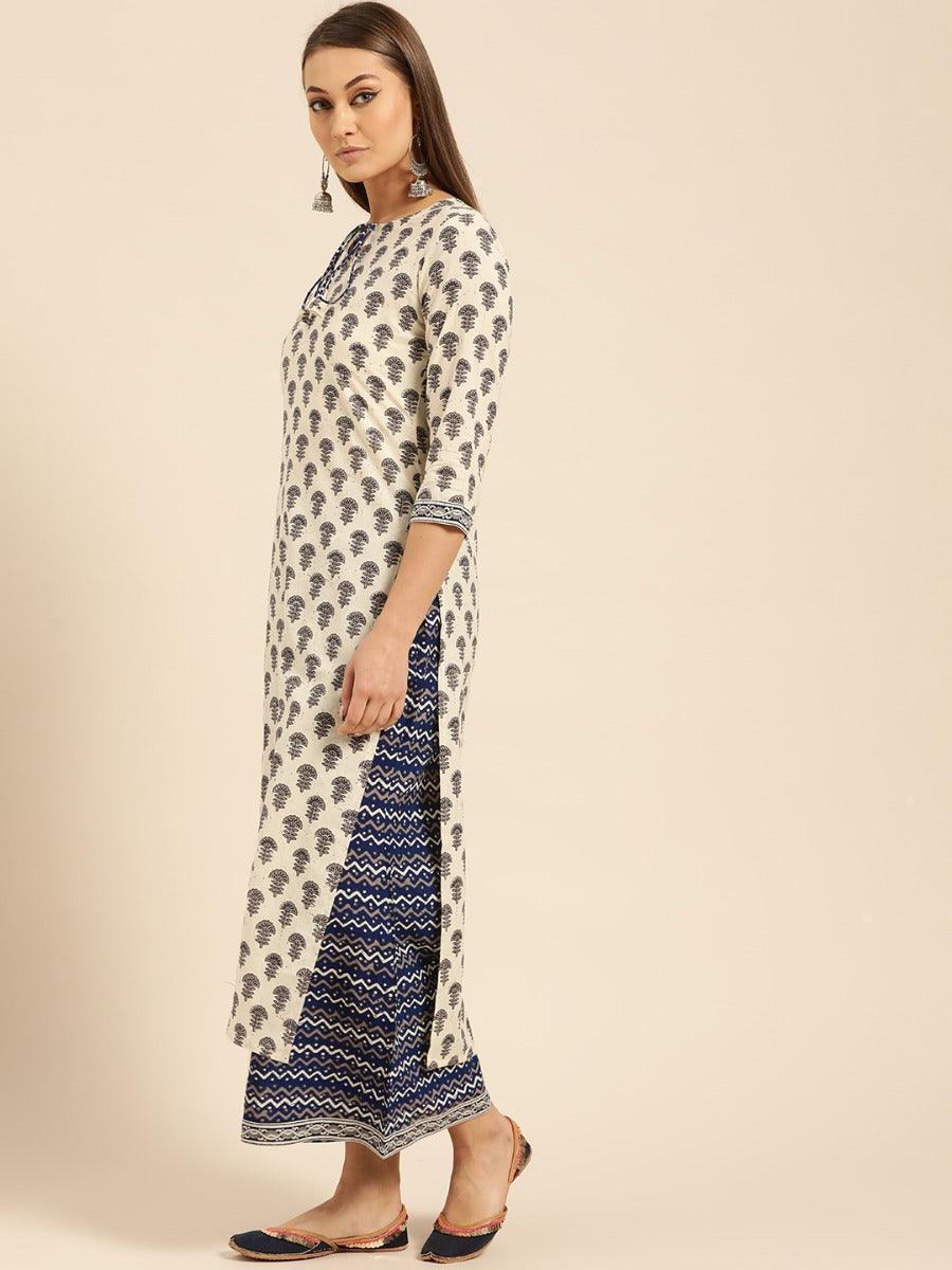Off-White Printed Cotton Suit Set - ShopLibas
