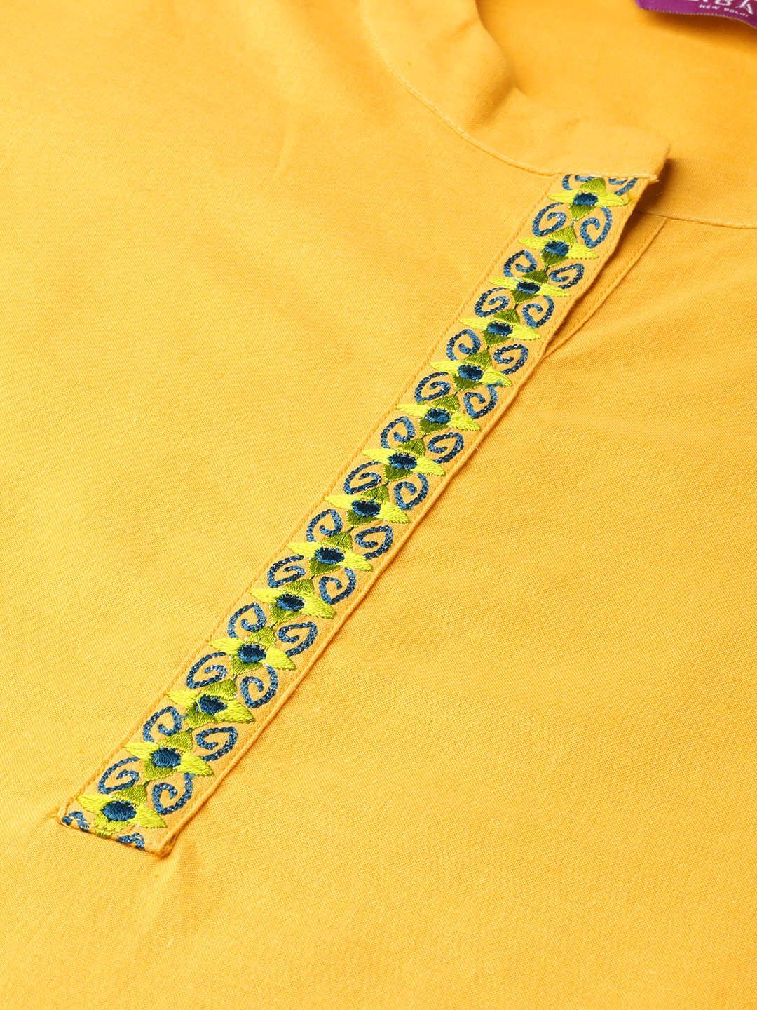 Yellow Embroidered Cotton Suit Set - ShopLibas
