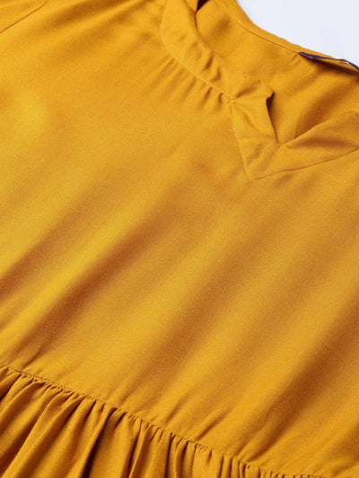 Yellow Solid Rayon Suit Set - ShopLibas