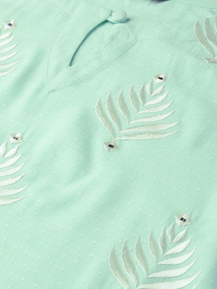 Sea Green Embroidered Rayon Kurta Set - ShopLibas 