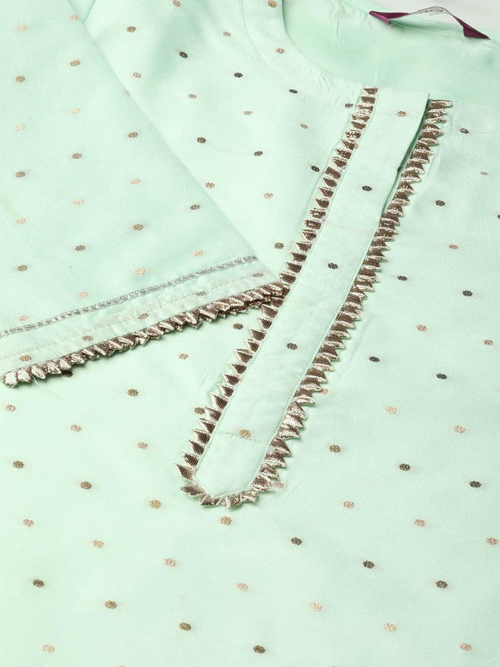 Sea Green Self Design Chanderi Suit Set - ShopLibas