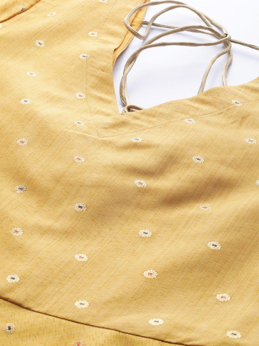 Mustard Zari Work Chanderi Suit Set - ShopLibas