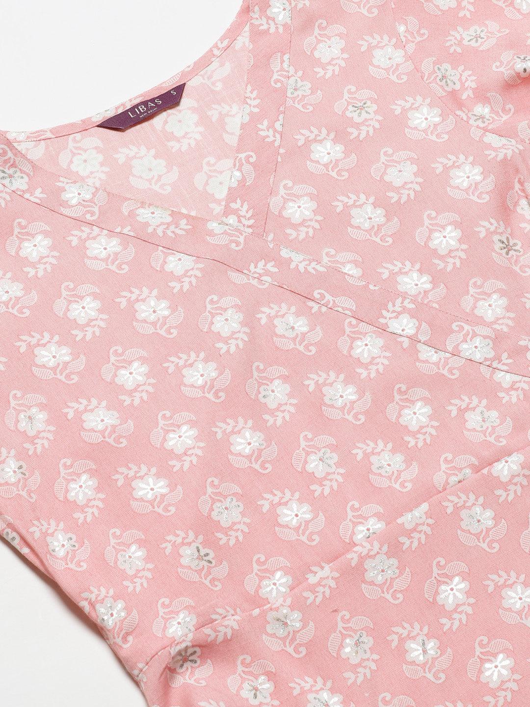 Pink Printed Rayon Kurta Set - ShopLibas 