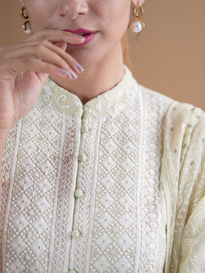 ANAYA Green Embroidered Georgette Suit Set - ShopLibas