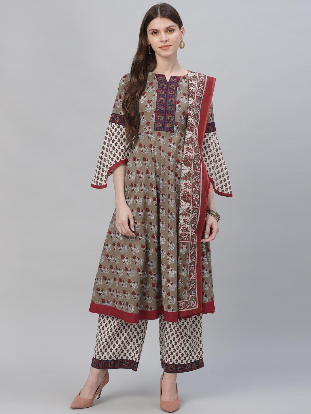 Multicoloured Printed Cotton Suit Set - ShopLibas