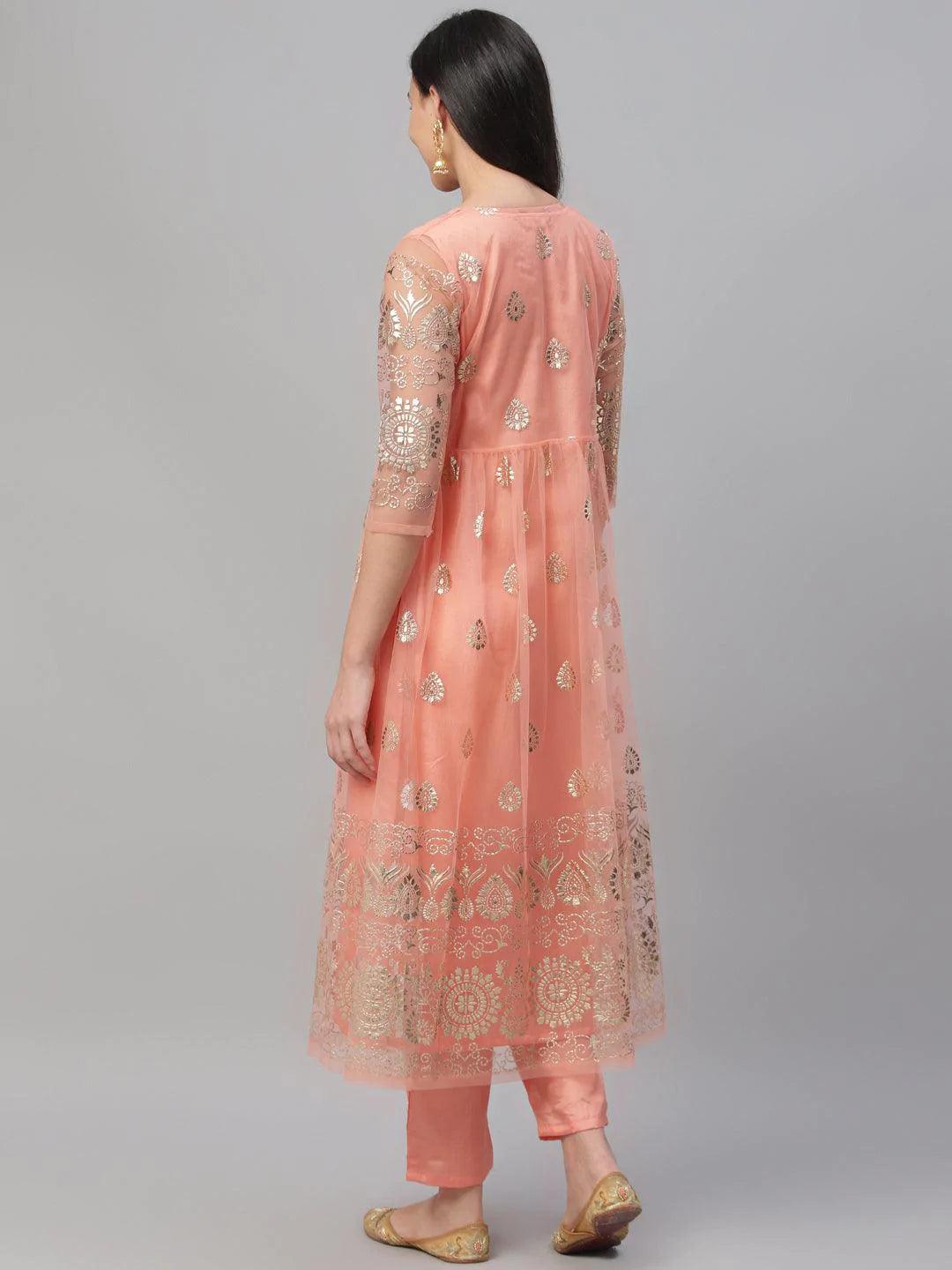 Peach Solid Shantoon Kurta Set - ShopLibas