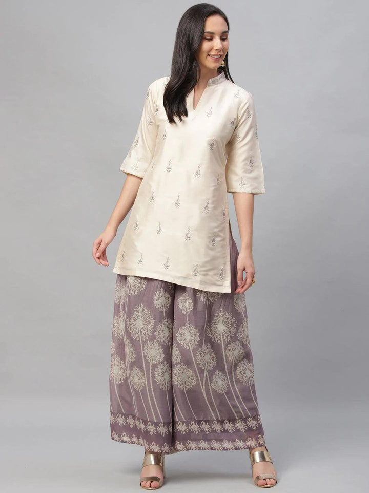 Beige Embroidered Chanderi Kurta Set - ShopLibas