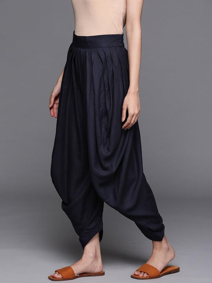 Blue Solid Rayon Salwar Pants - ShopLibas