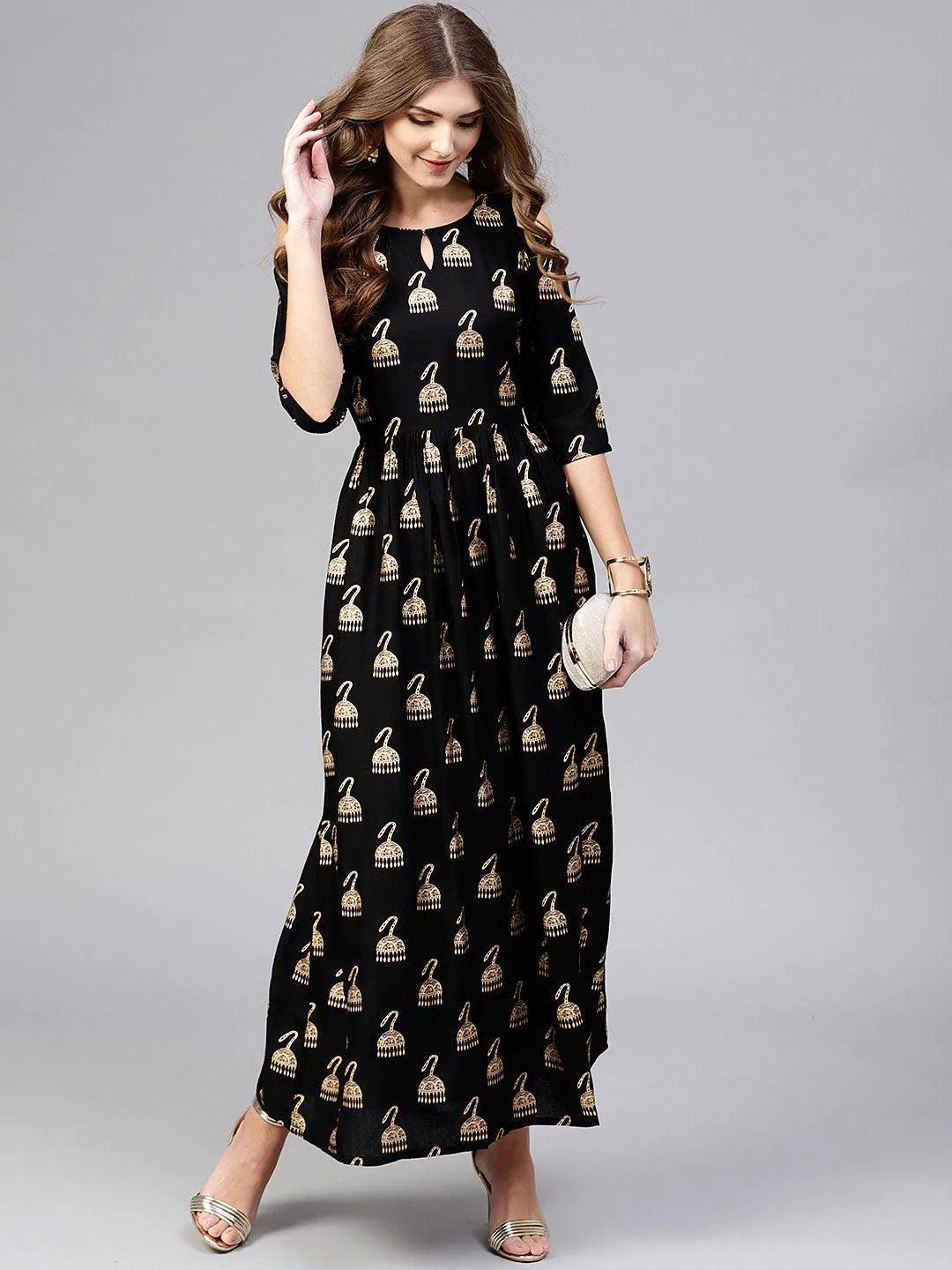 Black Solid Rayon Dress - ShopLibas