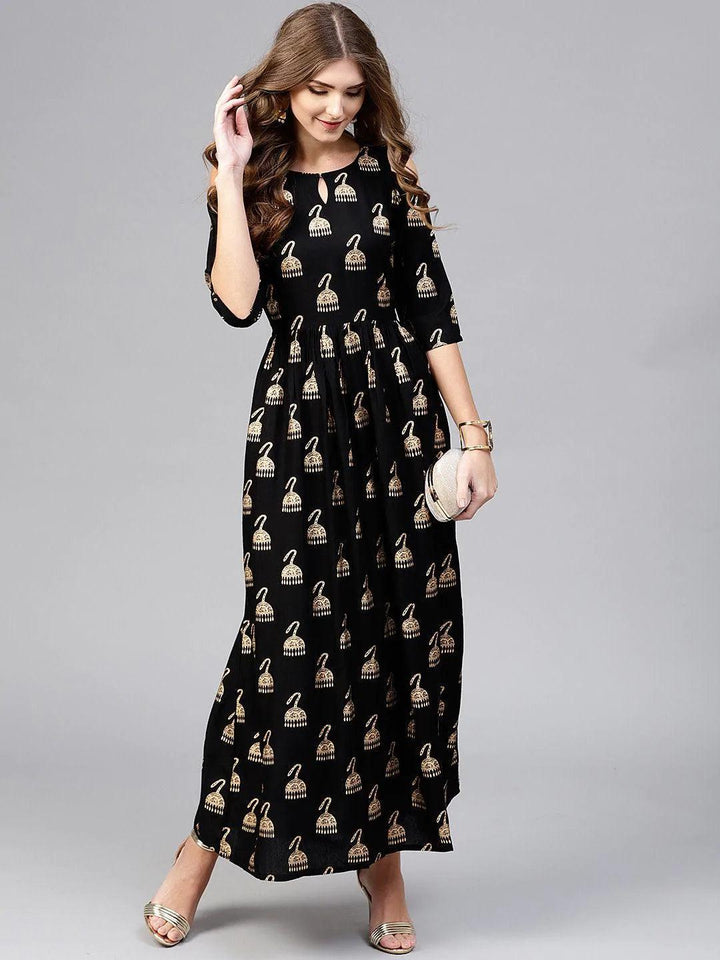 Black Solid Rayon Dress - ShopLibas
