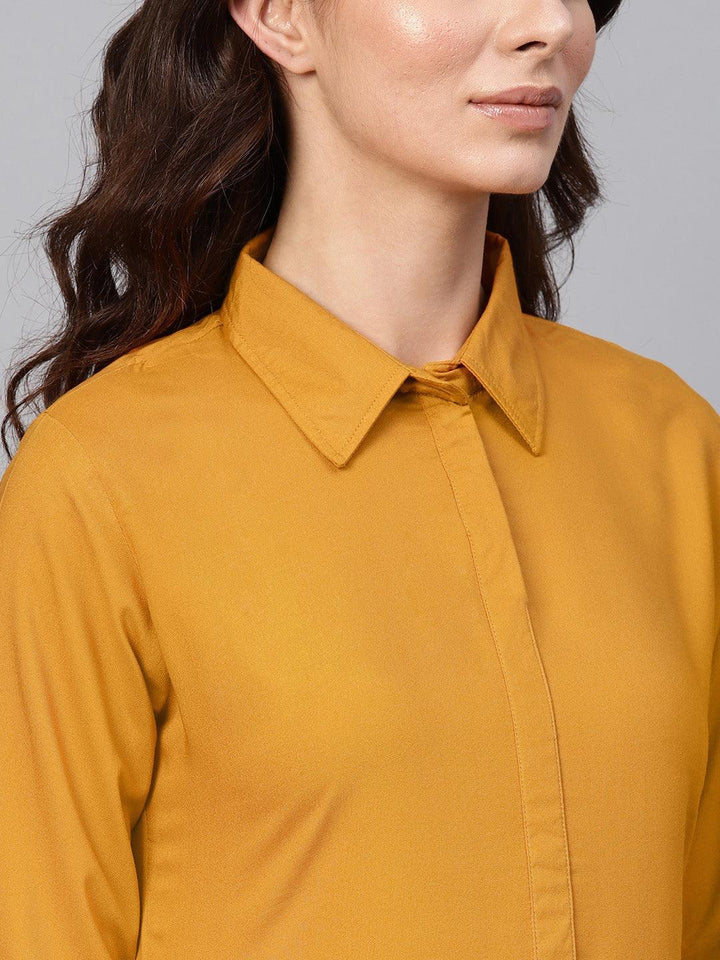 Mustard Solid Rayon Kurta