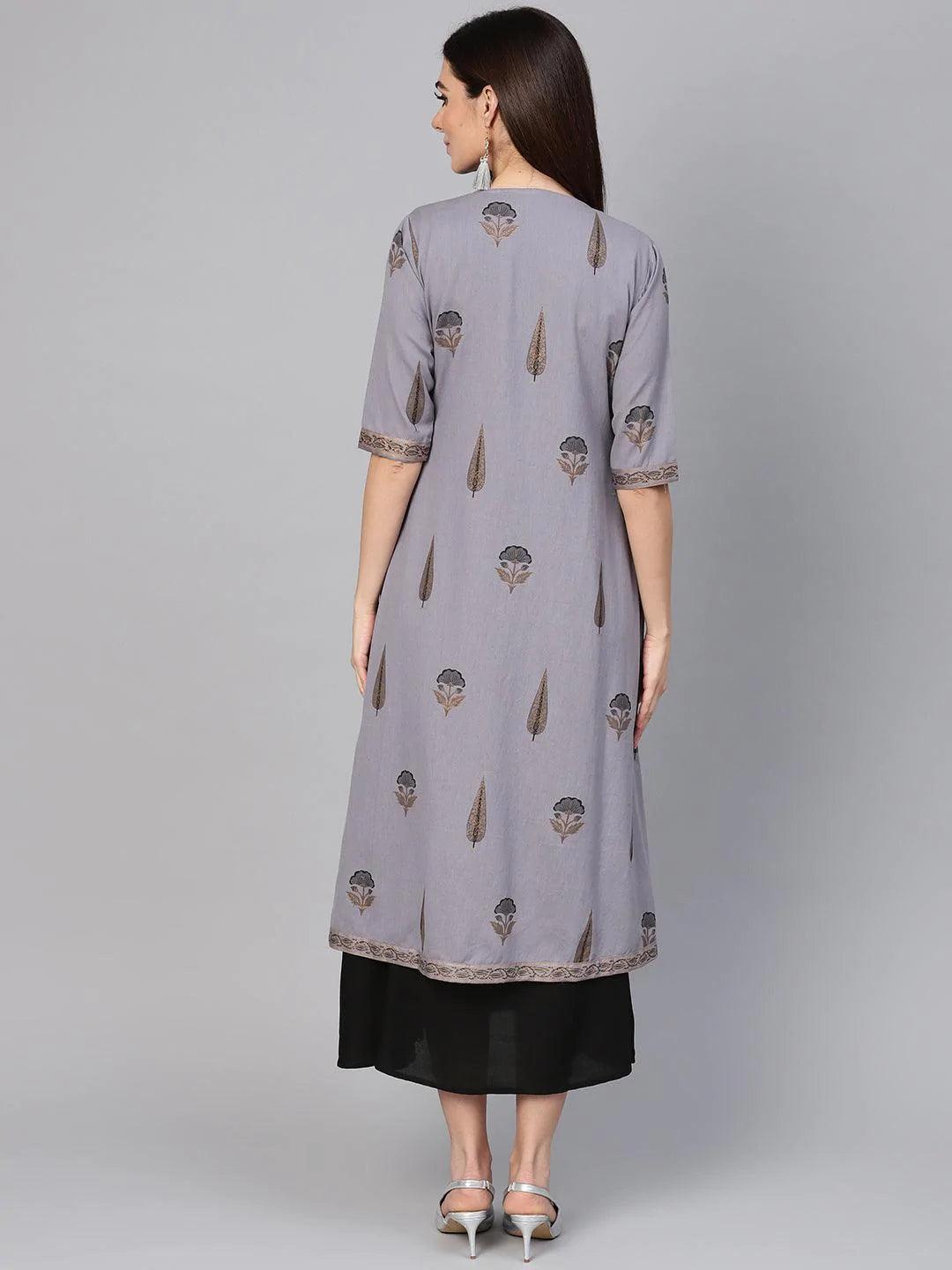 Black Solid Cotton Dress With Jacket - ShopLibas