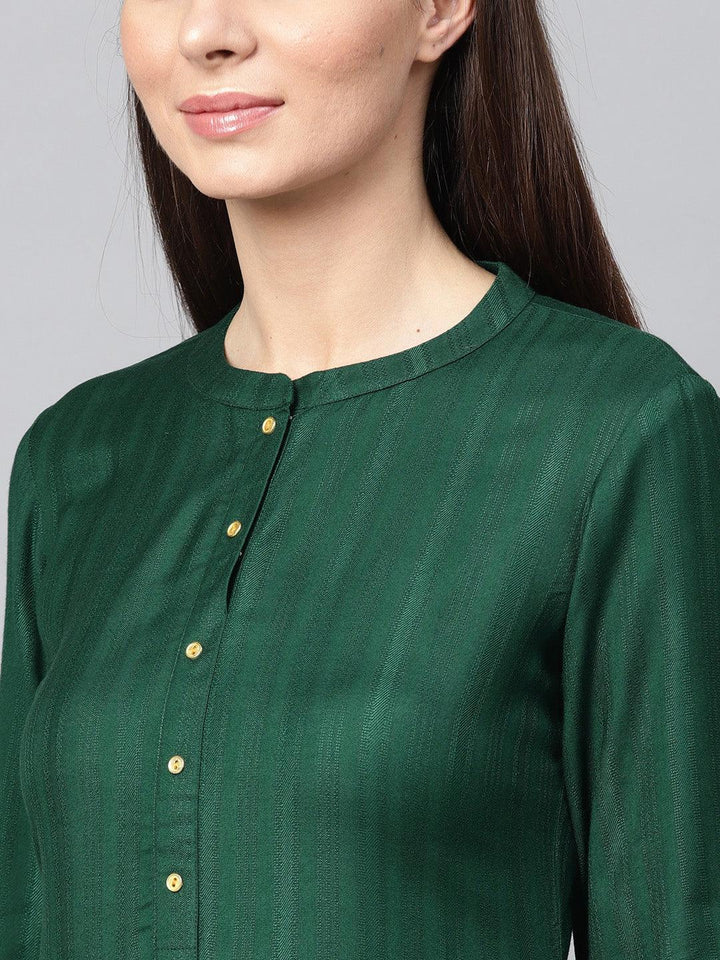 Green Solid Rayon Kurta - ShopLibas