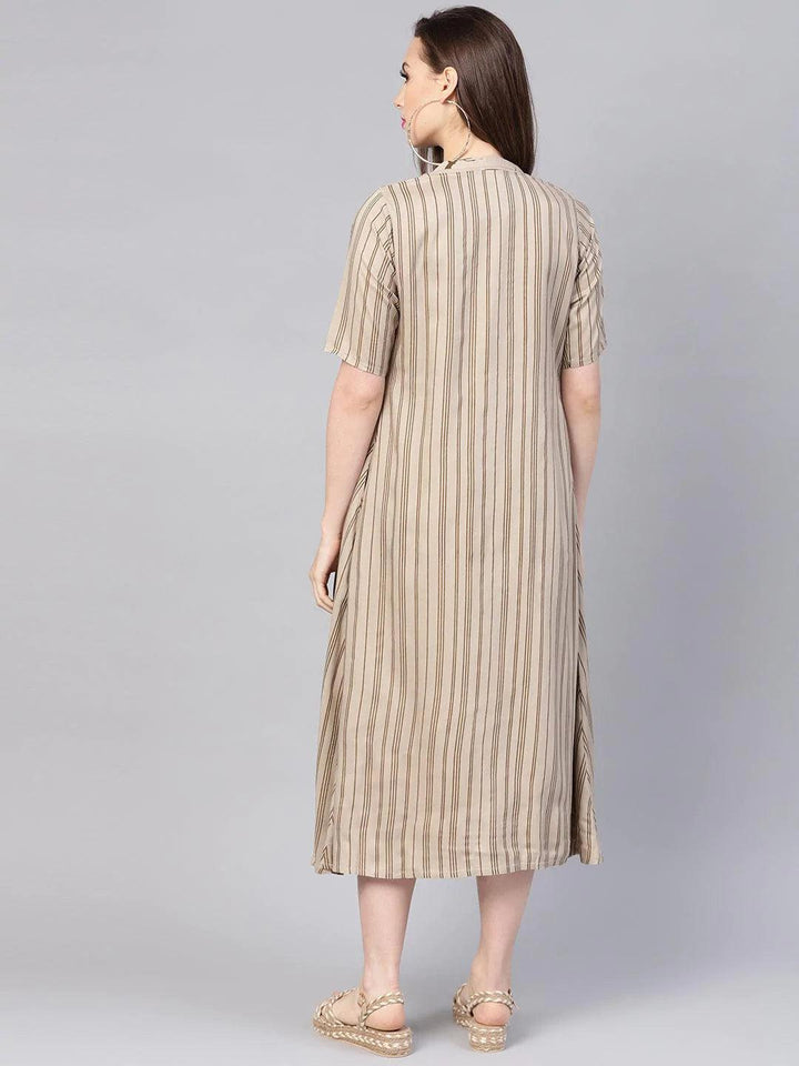 Grey Printed Rayon Dress With Jacket - ShopLibas