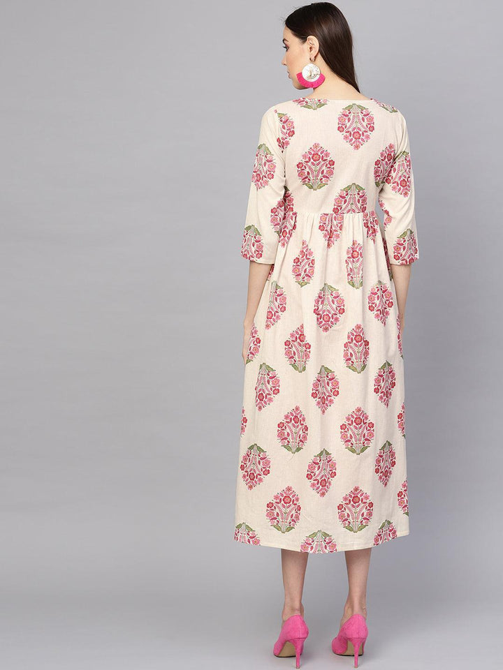 Pink Printed Rayon Dress With Jacket - ShopLibas