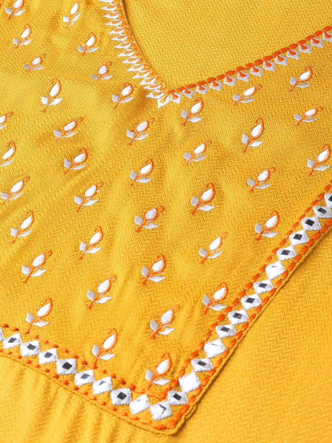 Yellow Printed Rayon Kurta - ShopLibas 