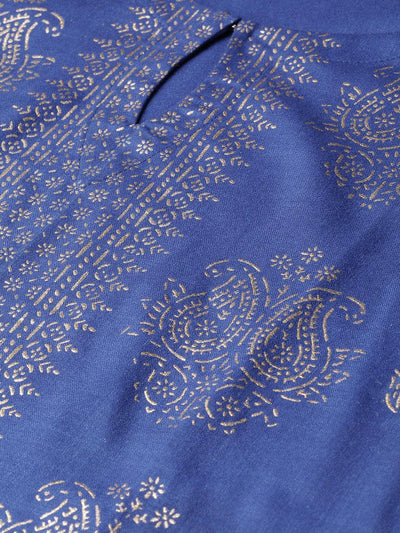 Blue Printed Cotton Kurta - ShopLibas