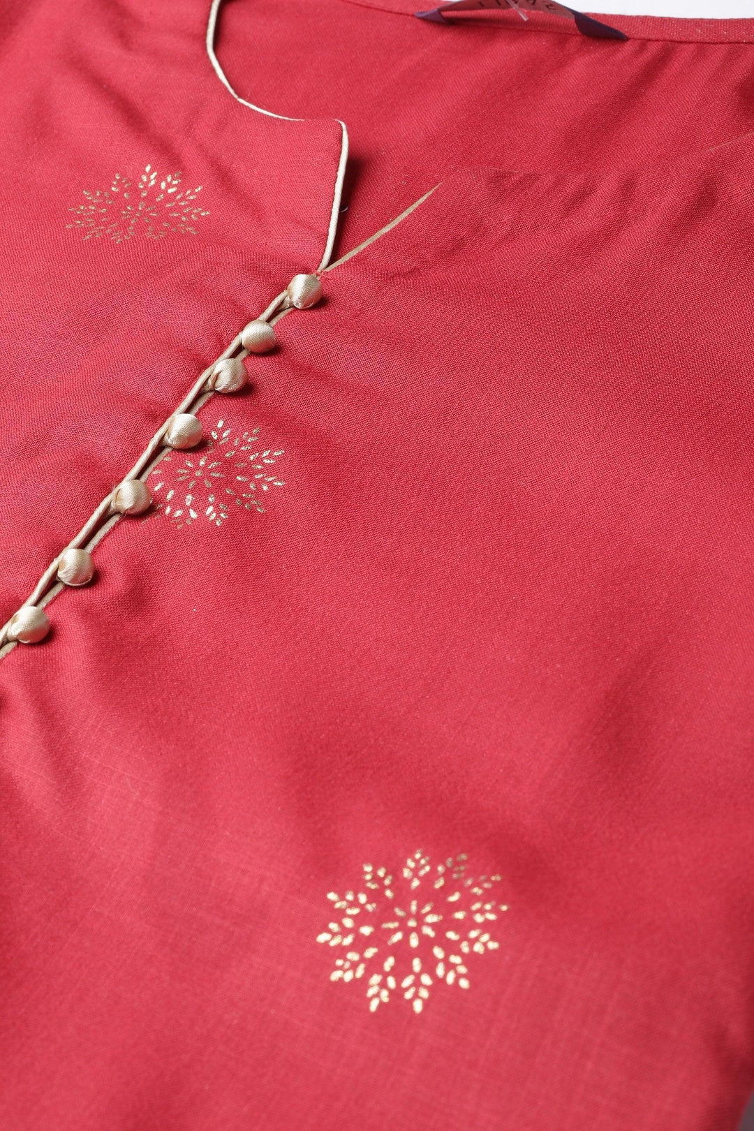 Red Printed Cotton Kurta - ShopLibas 