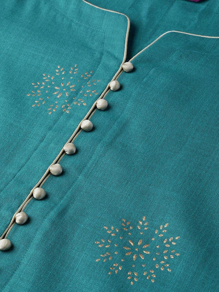 Green Printed Cotton Kurta - ShopLibas