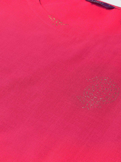 Pink Printed Cotton Kurta - ShopLibas